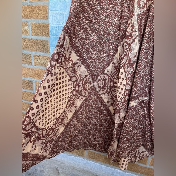 BLUE BOHEME Audrey Printed Maxi kaftan  Dress Butterfly Sleeves  brown large - Picture 8 of 14